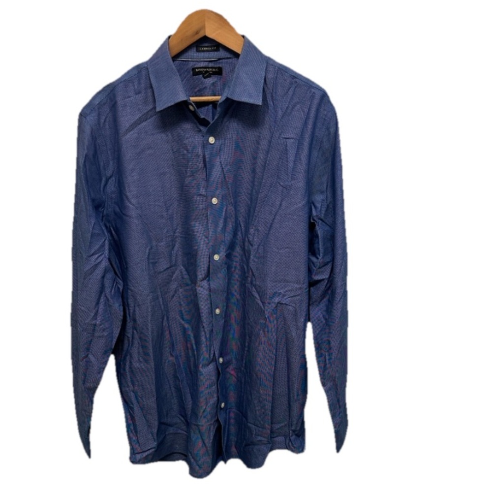 Banana Republic Men’s CAMDEN‎ FIT Non Iron Dress Shirt XL 17-17.5 Office Preppy - Picture 2 of 7